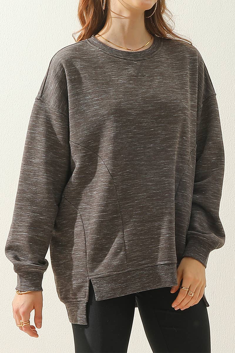 CWTTL1425_Round Neck Casual Long Sleeve Top