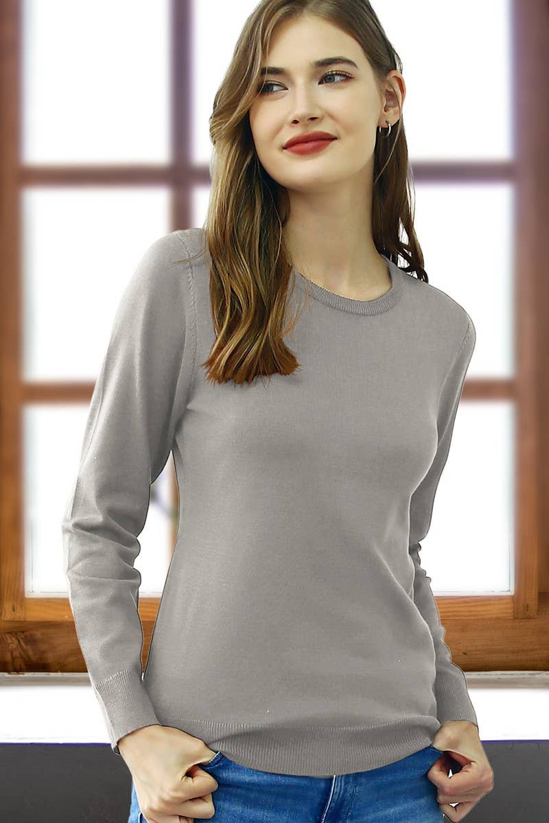 AWOSWL283-P_LONG SLEEVE CREW NECK PULLOVER SWEATER