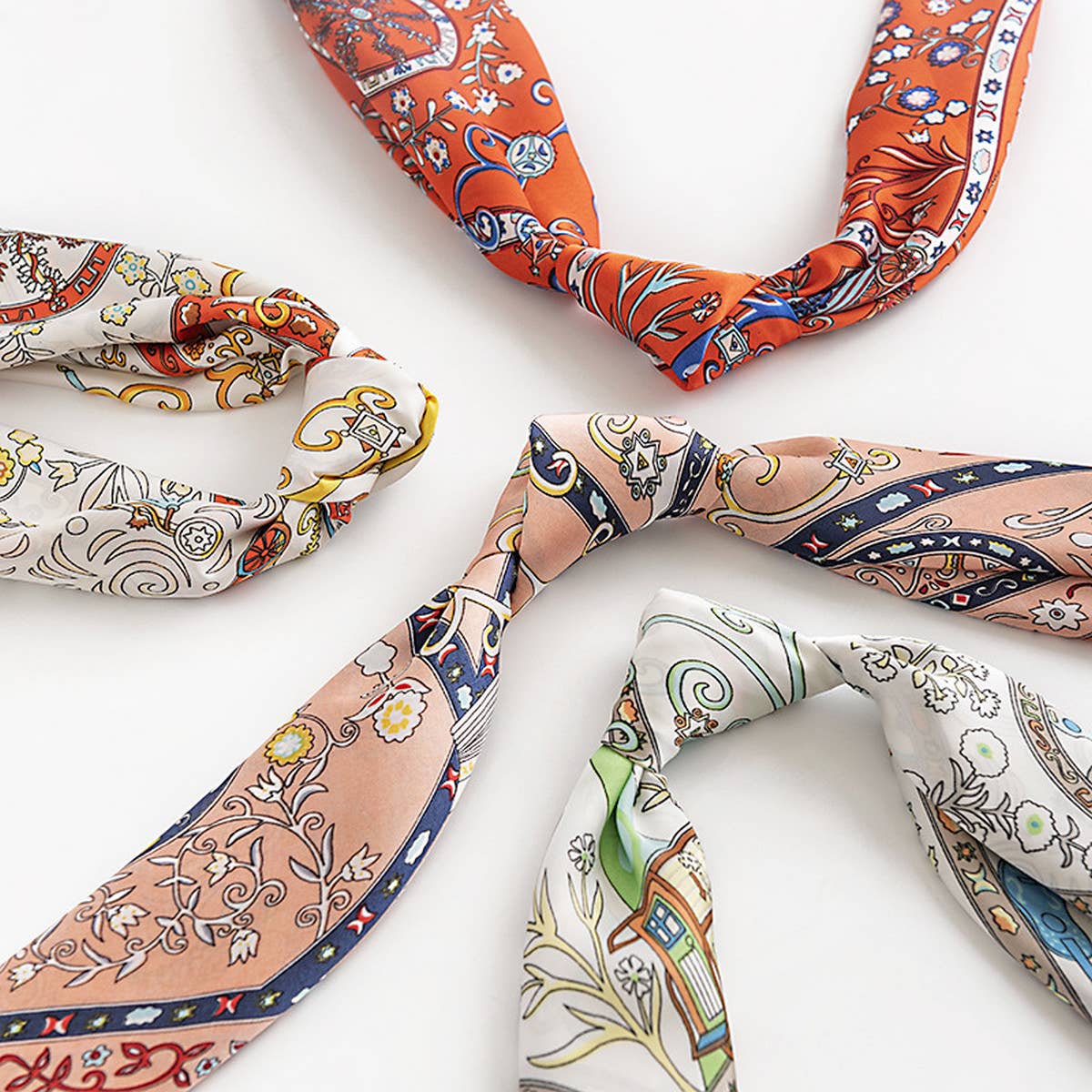 Floral Satin Square Scarf for Women’s Elegance