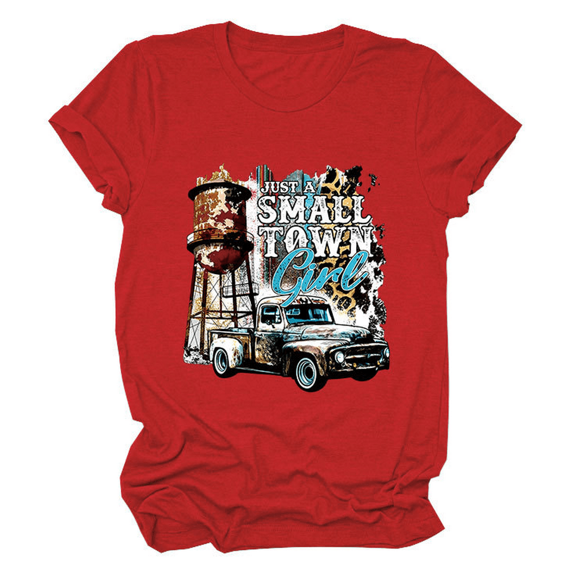 Just a Small Town Girl Print T-Shirt – Loose Fit_CWTTS1525
