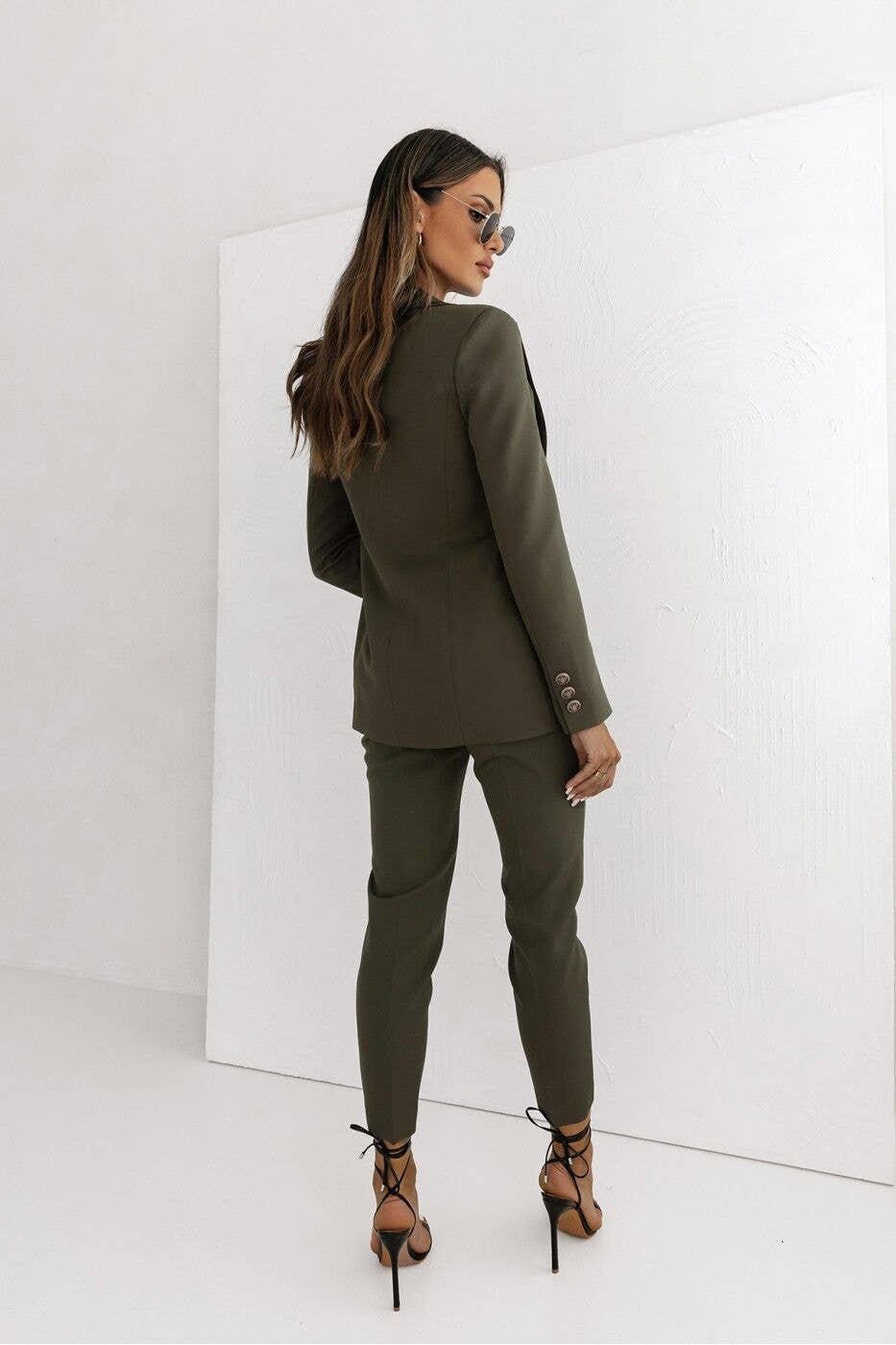 DOUBLE BREASTED SOLID COLOR STYLISH SUIT JACKET