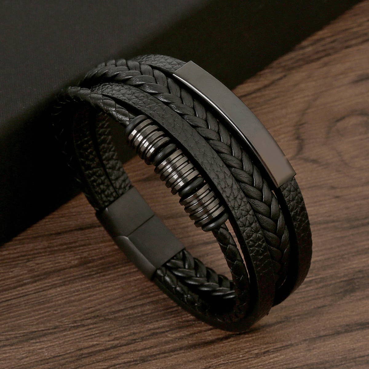 BRAIDED BRUSHED MAGNET CLASP BRACELET_CWAJE1513