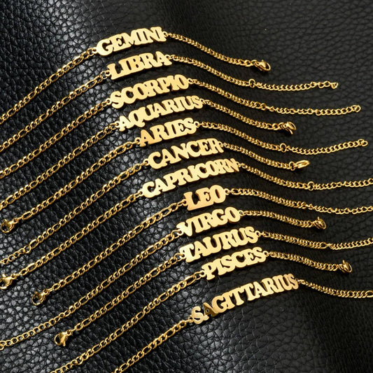 NEW STAINLESS STEEL ZODIAC PENDANT BRACELET_CWMM2716