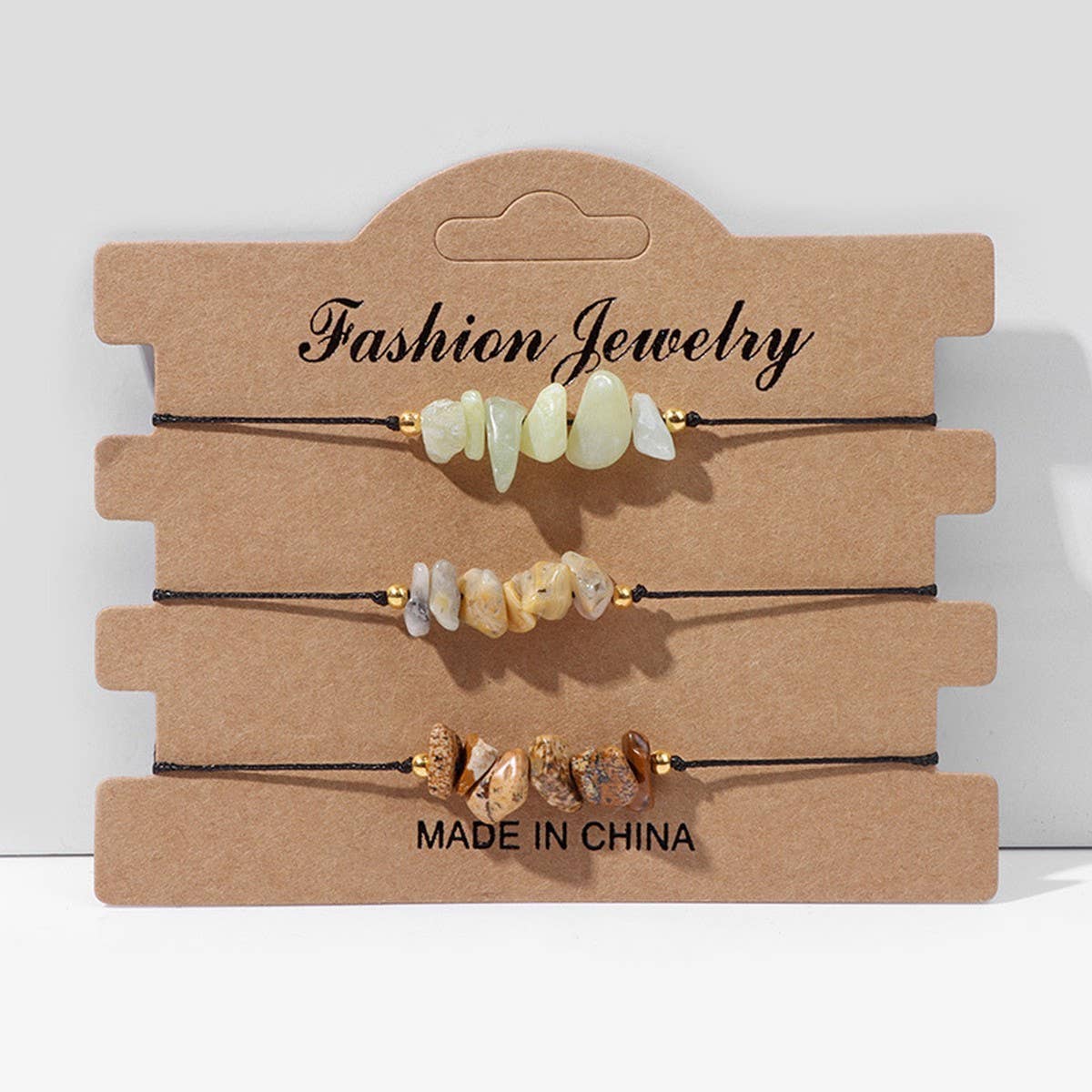 CRUSHED STONE TRIO BRAIDED BRACELET