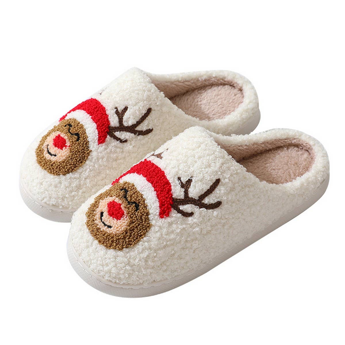 DEER PATTERNED CHRISTMA SANTA CLAUS INDOOR SLIPPER