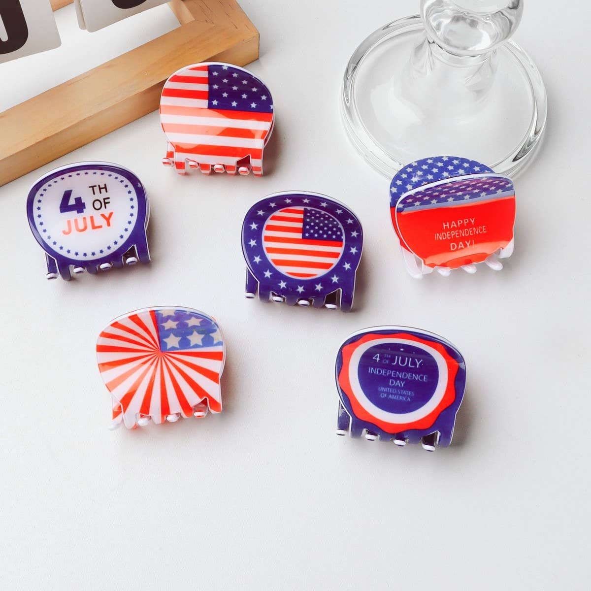 CWAHA5148_NEW ARRIVAL CUTE INDEPENDENCE DAY PRINT HAIRPIN