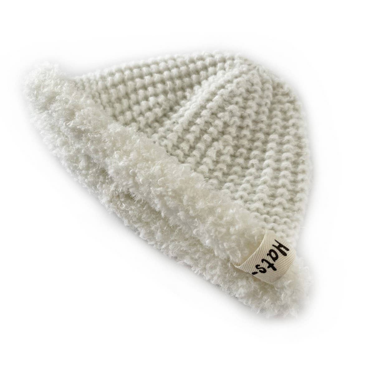 2-6 YEARS OLD PLUSH BRIM BUCKET HAT KNITTED HAT_CWAH2044