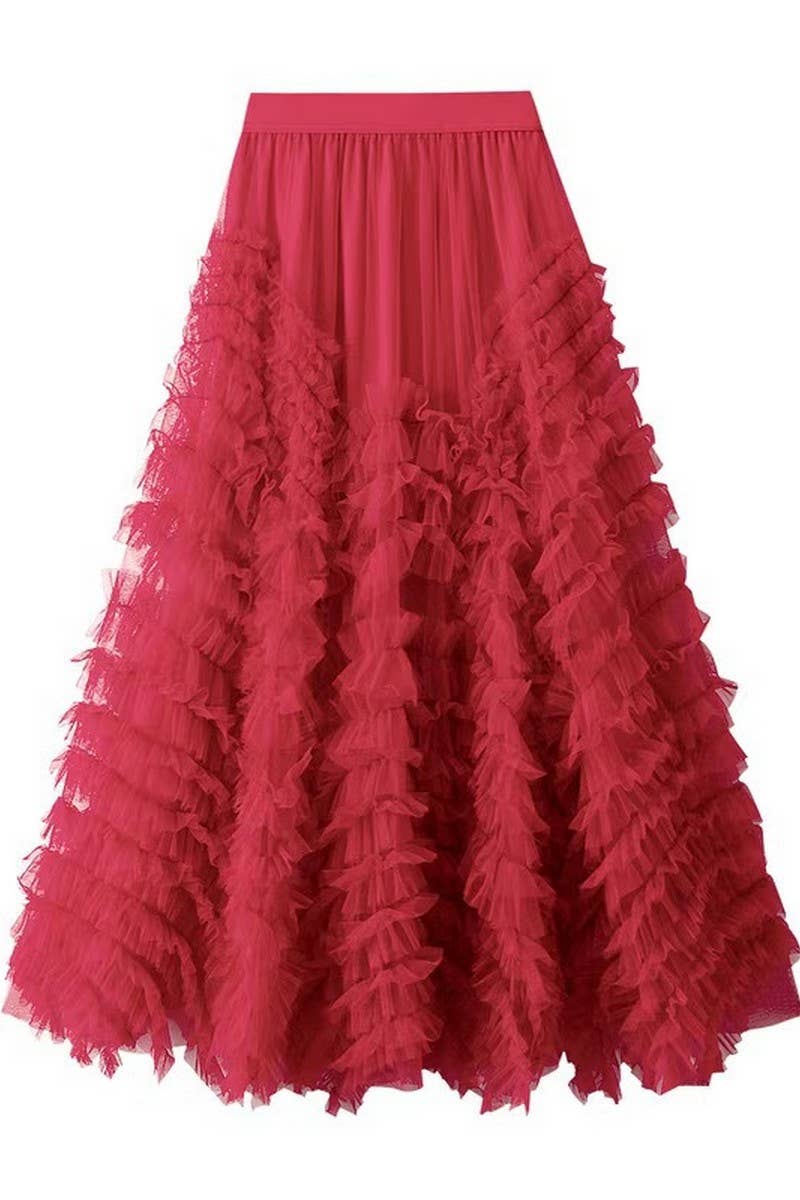 CWBLS0516_HIGH-END MESH TIERED GOWN VOLUMINOUS SKIRT