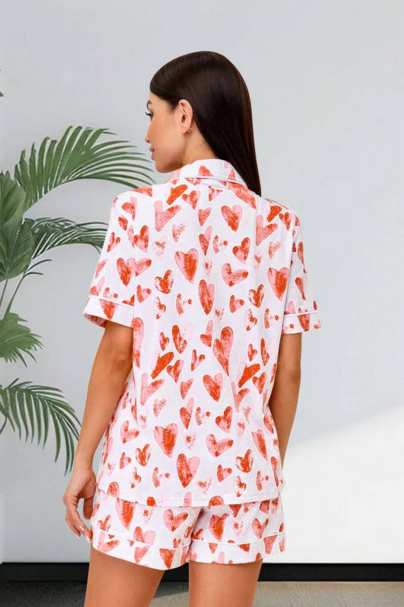 CWSPJ0187_HEART PRINT LOOSE HOMEWEAR PAJAMA SET