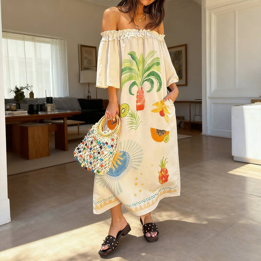 Casual and fashionable loose one-shoulder dress