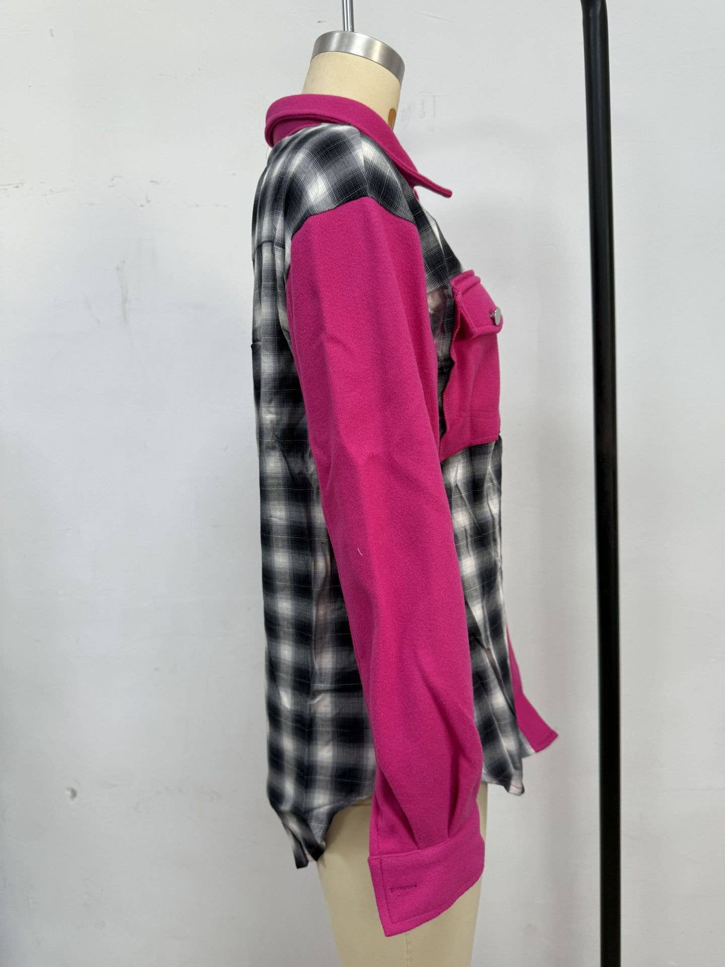 Fashionable color-blocking loose shirt jacket