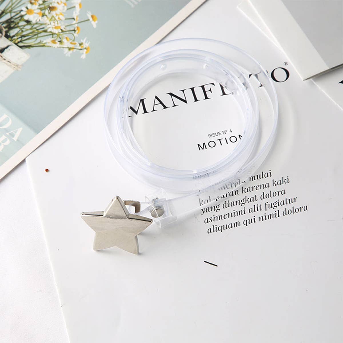 CWABE0962_STAR SNAP BUTTON TRANSPARENT VERSATILE BELT