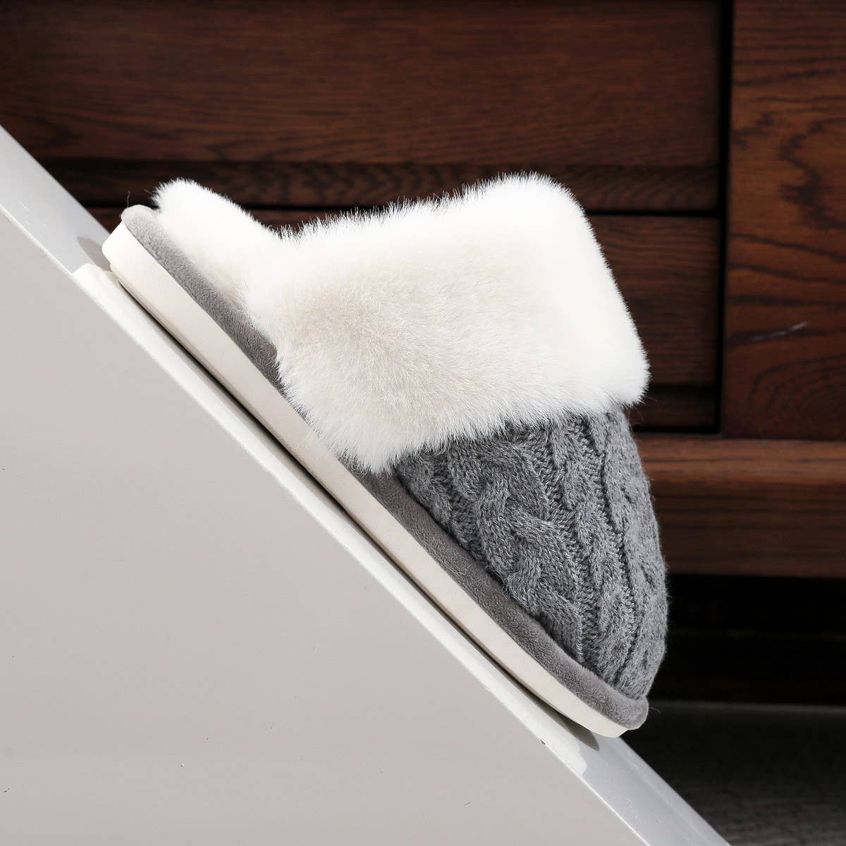 Plush Chenille Knit Slippers Warm Home Shoes_CWSHF00214