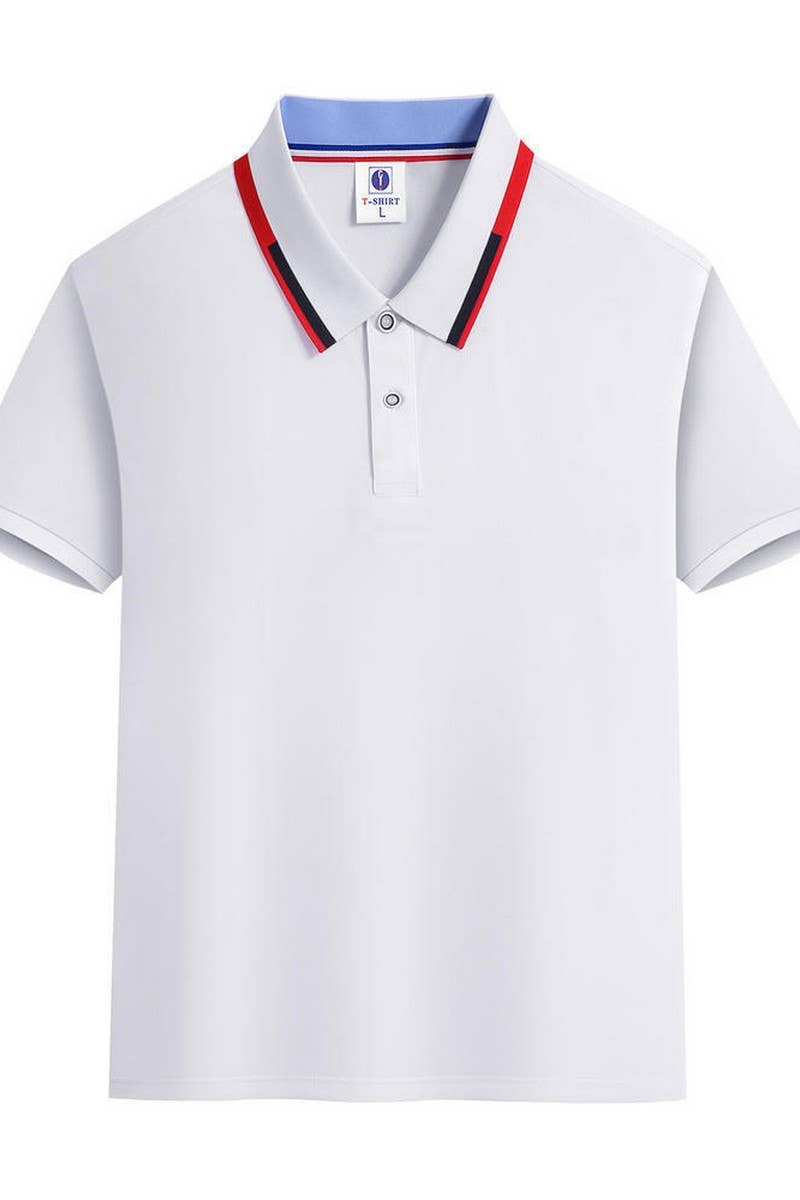 CWTBLS02422_SOLID COLOR COLLAR CONTRAST LAPEL POLO SHIRT