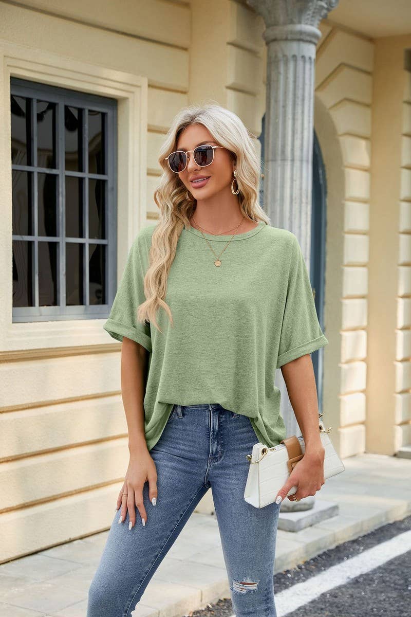 CWTTS0816_Round Neck Short Sleeve Knit Top