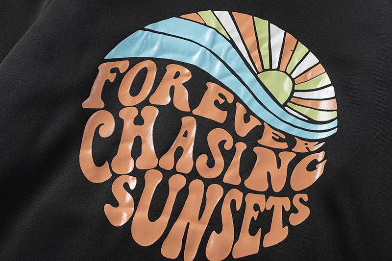 CHASING SUNSET PRINT DRAWSTRING PRINT HOODIE