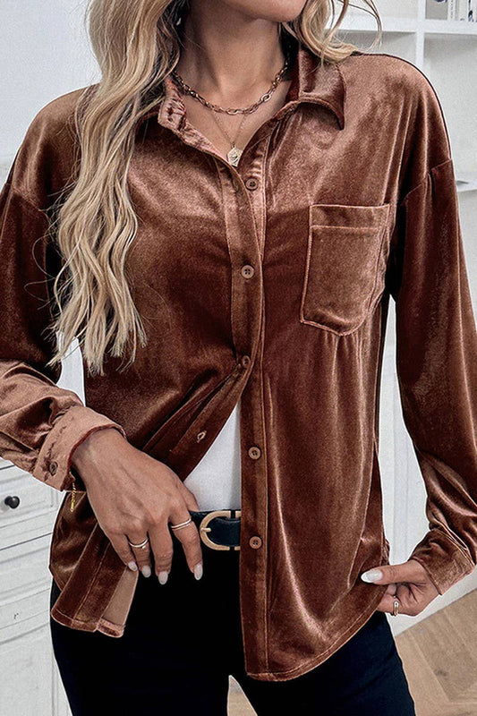 CWTSTL1645_LONG SLEEVE LAPEL SHIRT CARDIGAN TOP