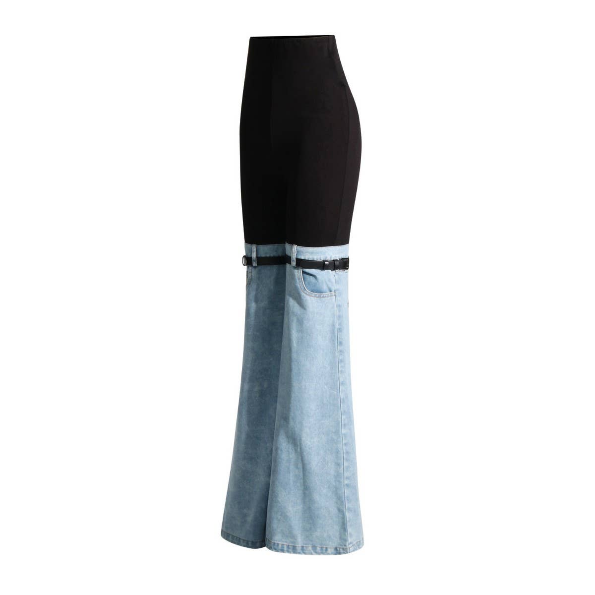 FASHIONABLE DENIM PATCHWORK CASUAL PANTS_CWJP0204