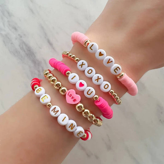 VALENTINE'S DAY POLYMER CLAY STACKING BRACELET_CWAB4628