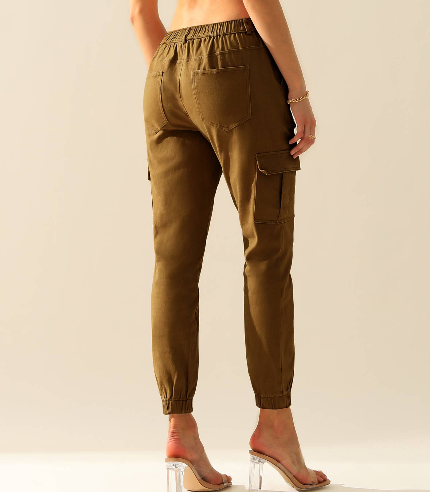 CWBLP400_Elastic Waist Cargo Pants Cotton Cargo Work Pants