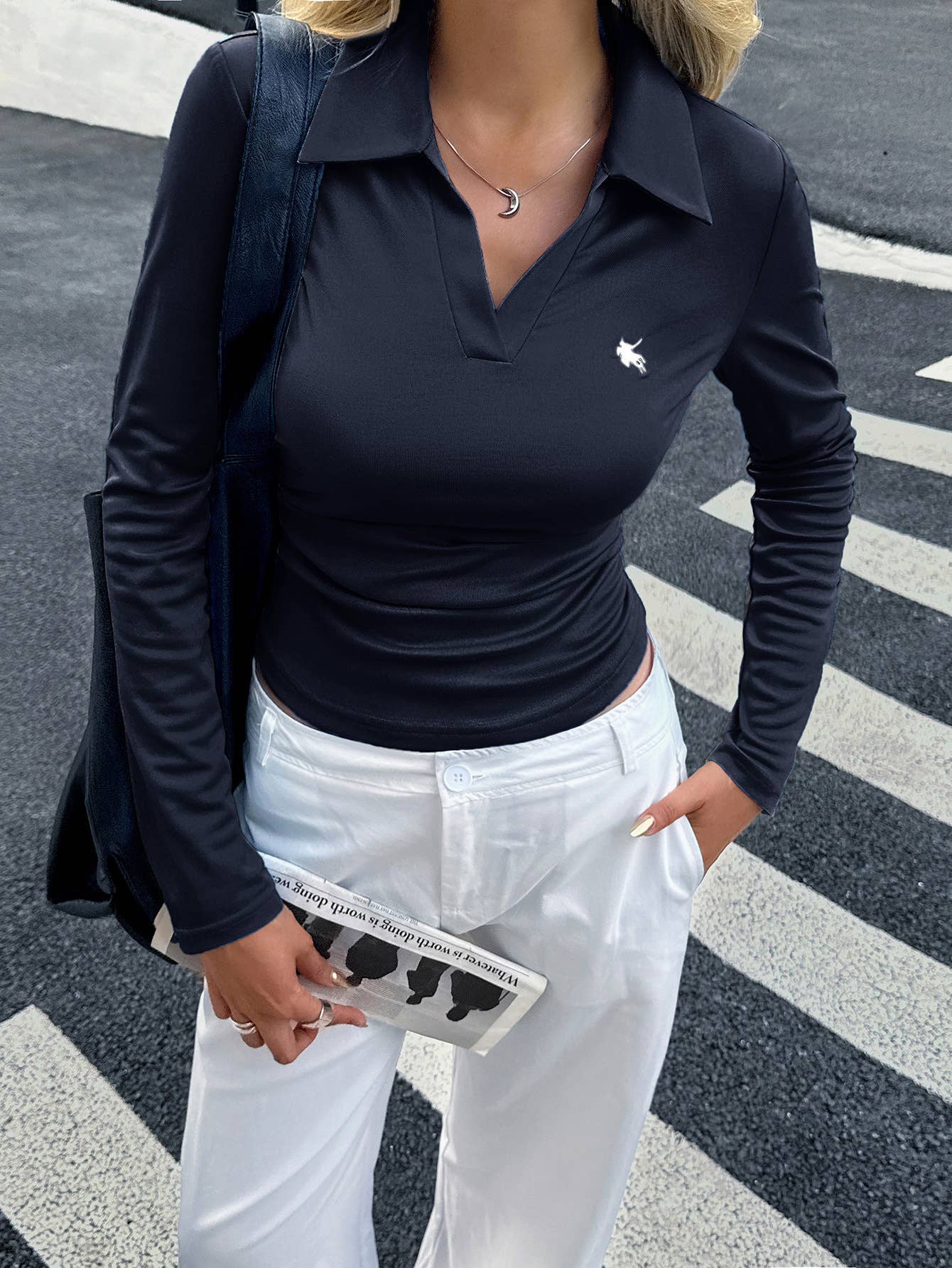 Casual commuting solid-color long-sleeved shirt