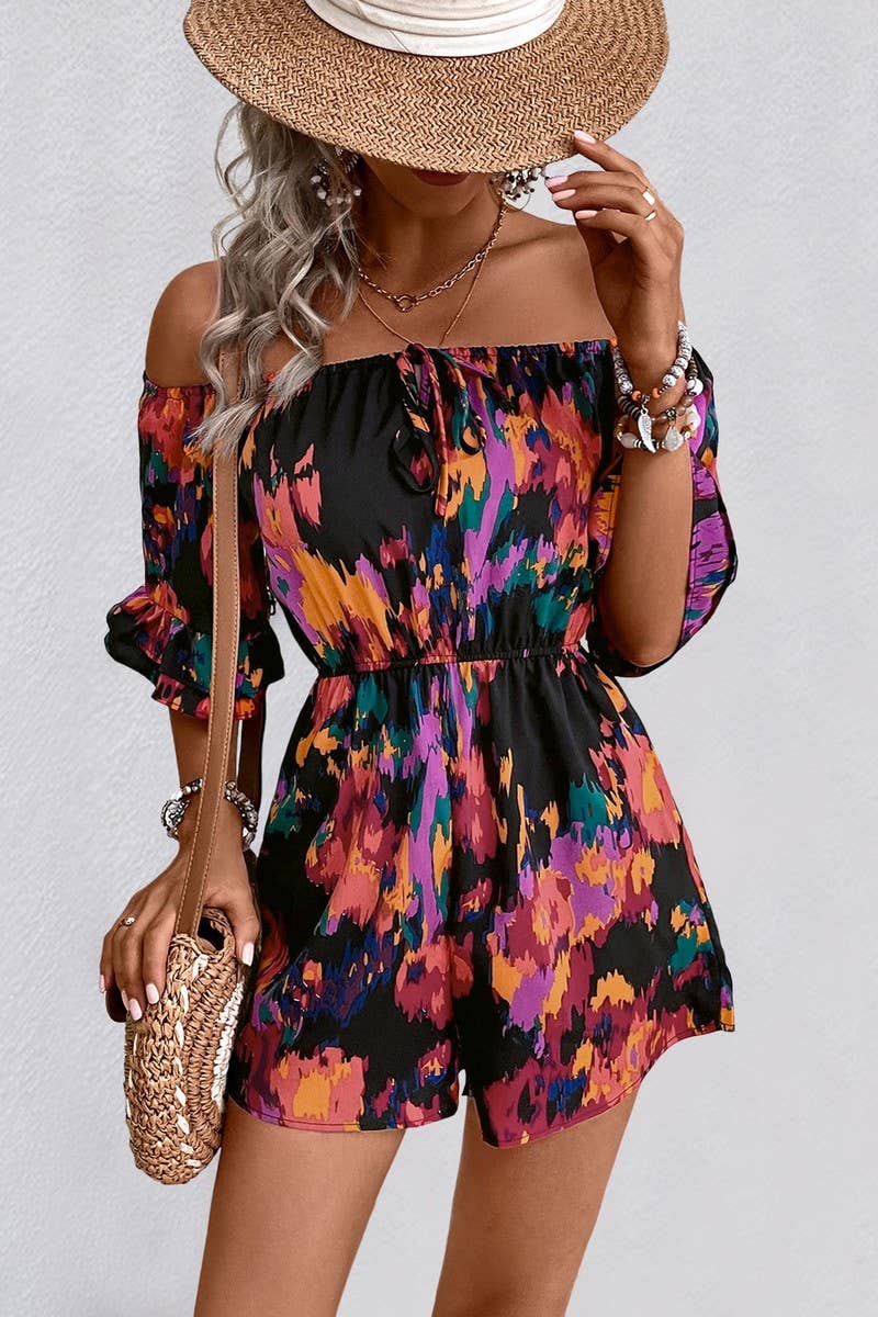 CWSJS1683_OFF SHOULDER RUFFLE SLEEVE HIGH WAIST JUMPSUIT
