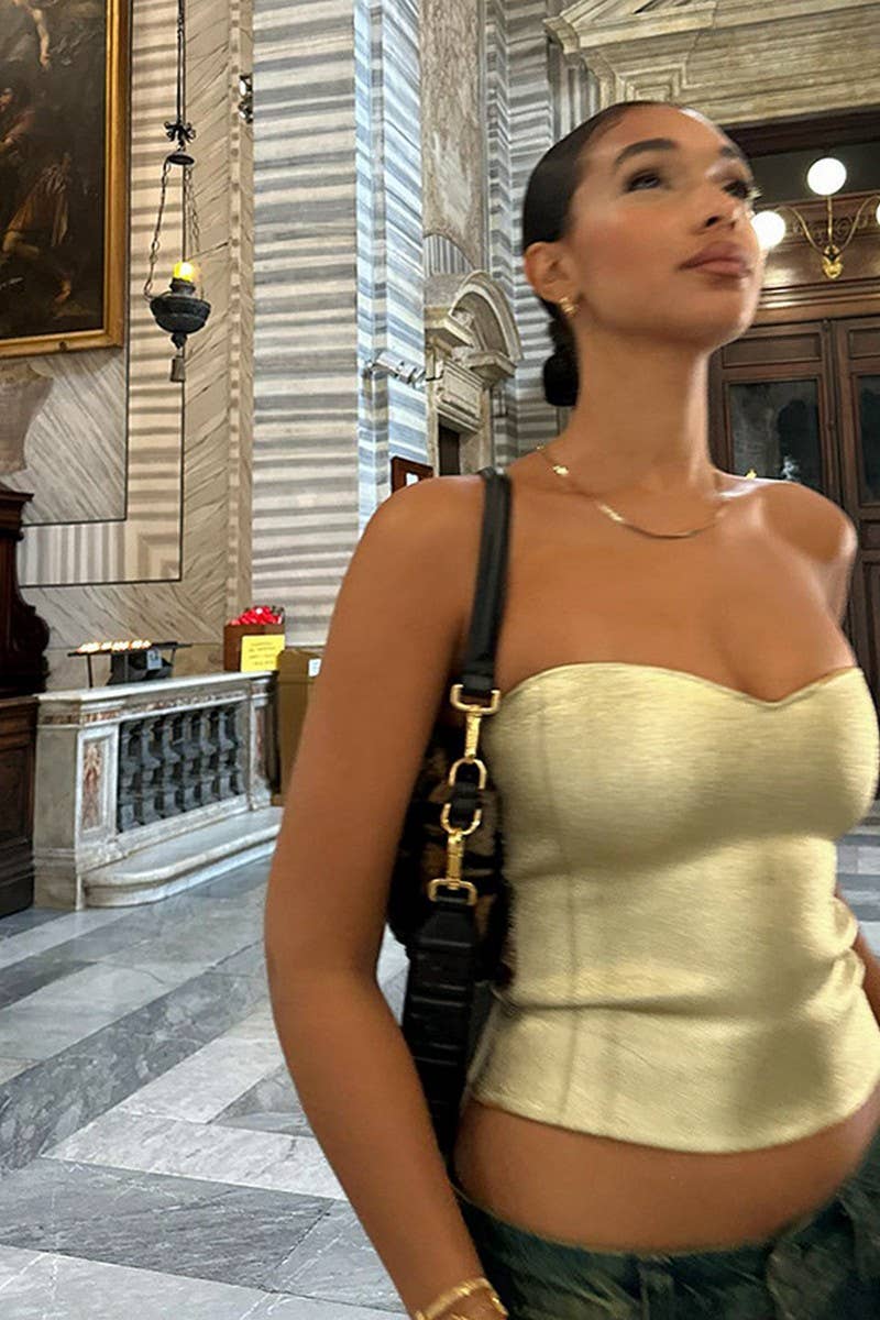 CWTTT00012_CORSET STYLE STRAPLESS BUSTIER CROP TOP