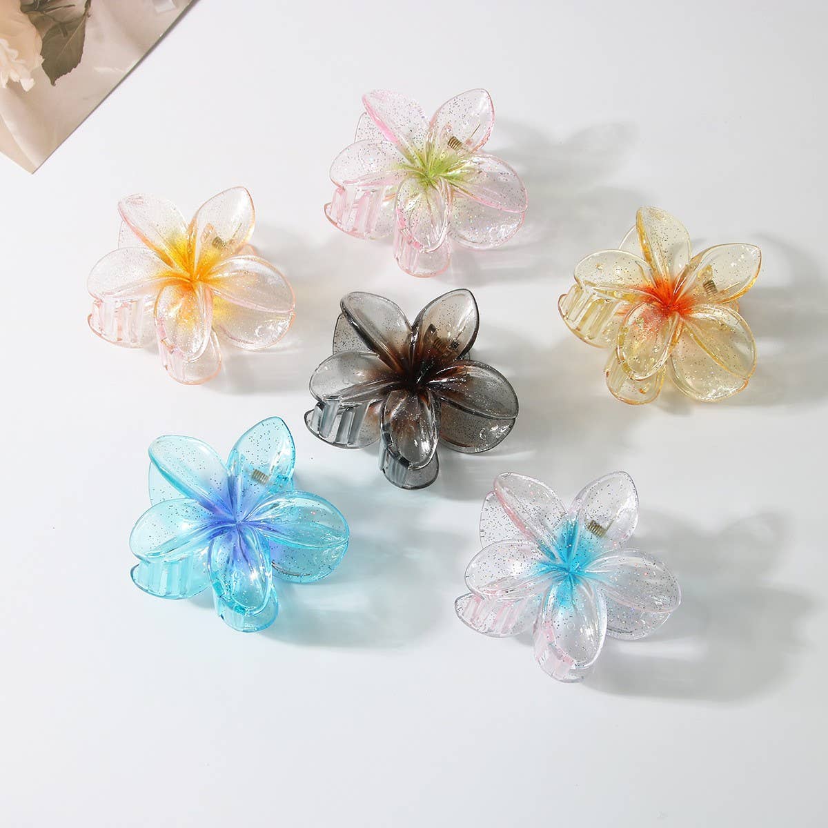 Holiday Large Glitter Egg Flower Hair Claw Clip