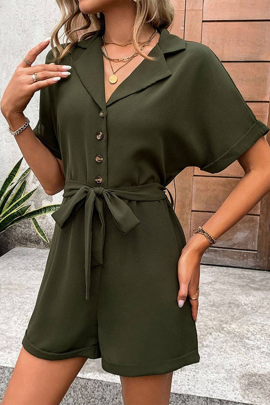 CWSR0091_CASUAL COLLARED SHORT SLEEVED ROMPER