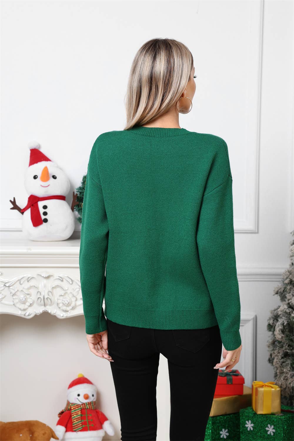 Cartoon deer long-sleeved Christmas sweater