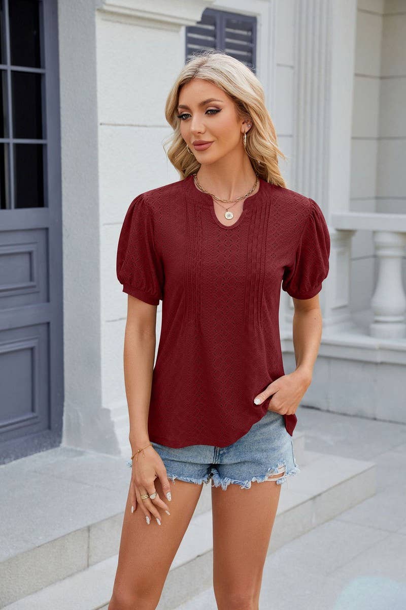 CWTTS0836_Round Neck Short Sleeve Knit Top