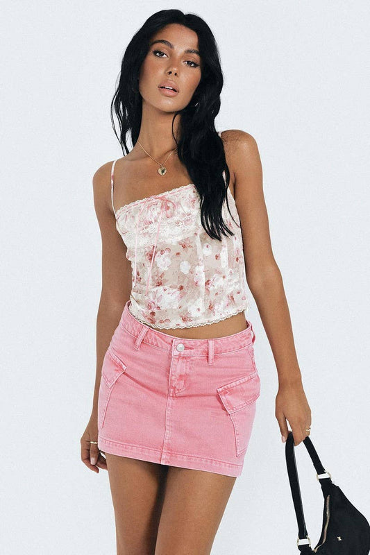 CWBSS0463_WASHED DENIM HIGH WAIST MINI SKIRT