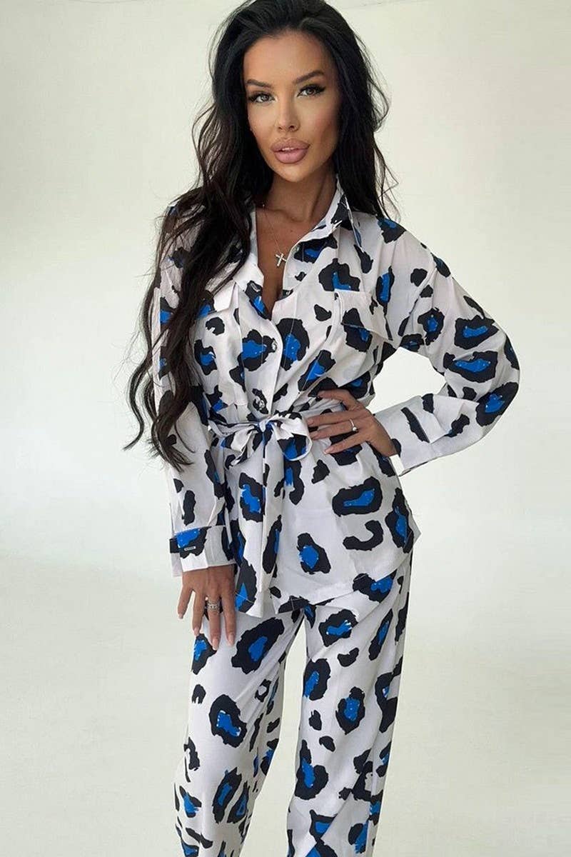 CWSPJ0364_LEOPARD PRINT LONG SLEEVE AND PANTS PAJAMA SET