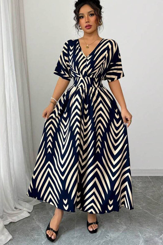 CWDMD6174_SUMMER NEW WAIST TEMPERAMENT TWILL DRESS