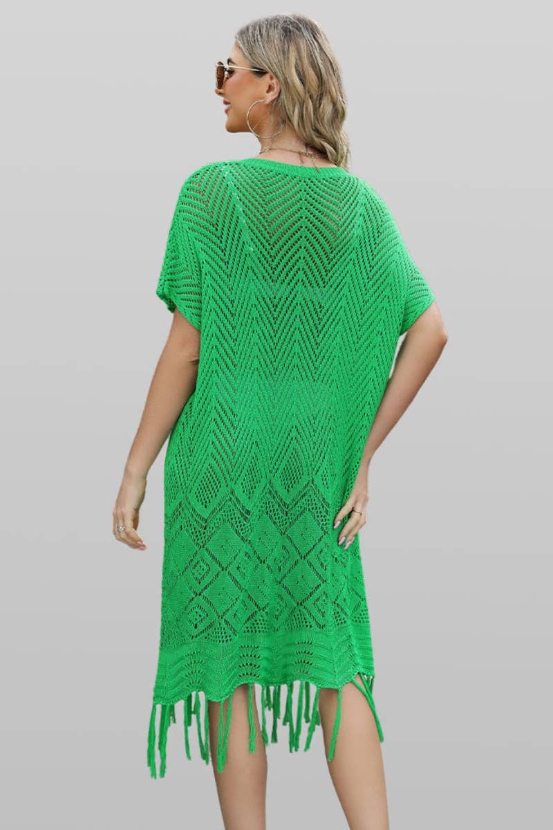 CWDSD3927_KNIT CREW NECK SHORT SLEEVE CUTOUT DRESS