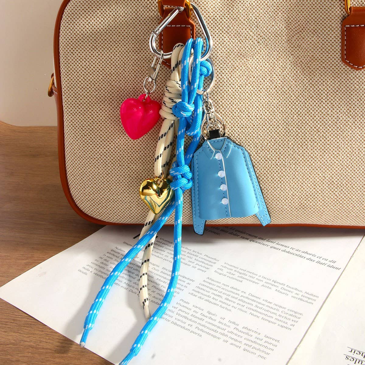 Quirky PU Shirt Keychain with Heart Detail_CWMM7634