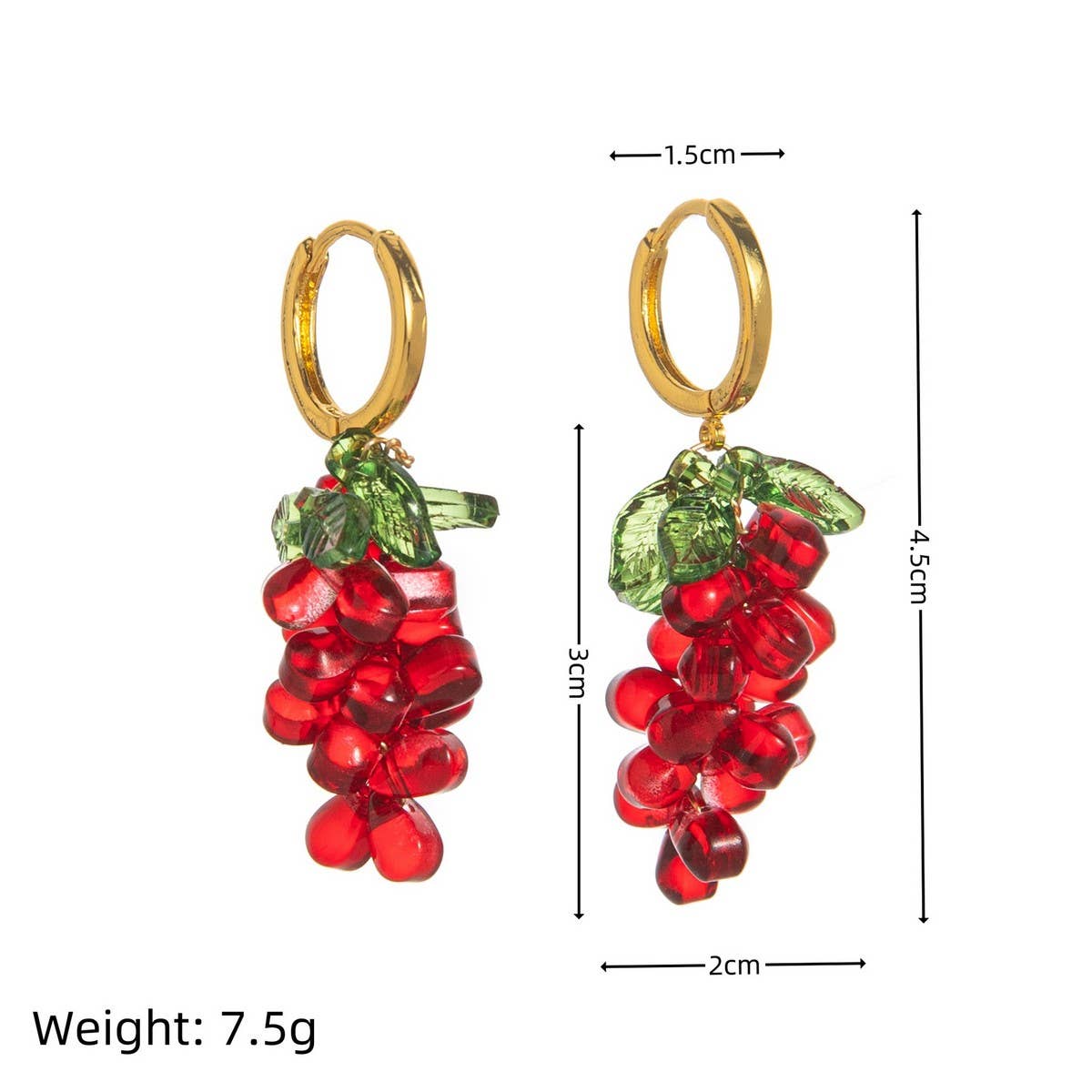 Colorful Grape Fruit 18K Gold Plated Earrings