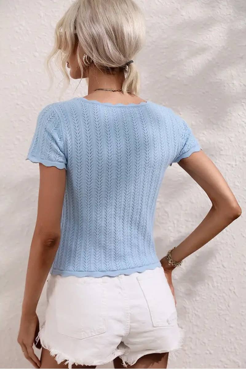 CWTBLS1765_SUMMER U-NECK CASUAL SOLID COLOR SWEATER