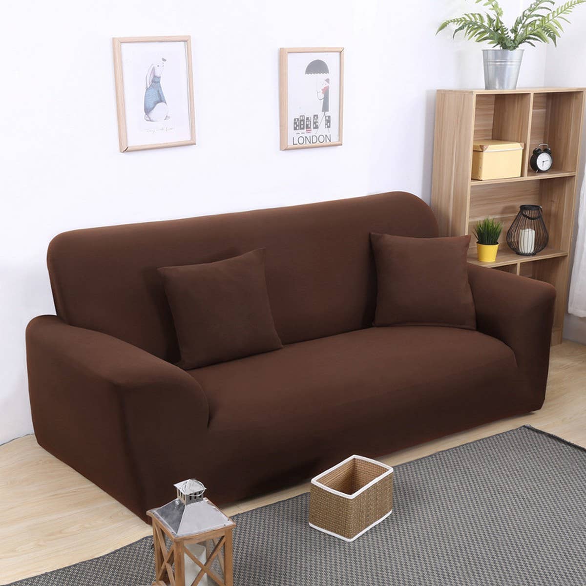 Modern Knit Sofa Cover, Stretch Fit, Solid Color