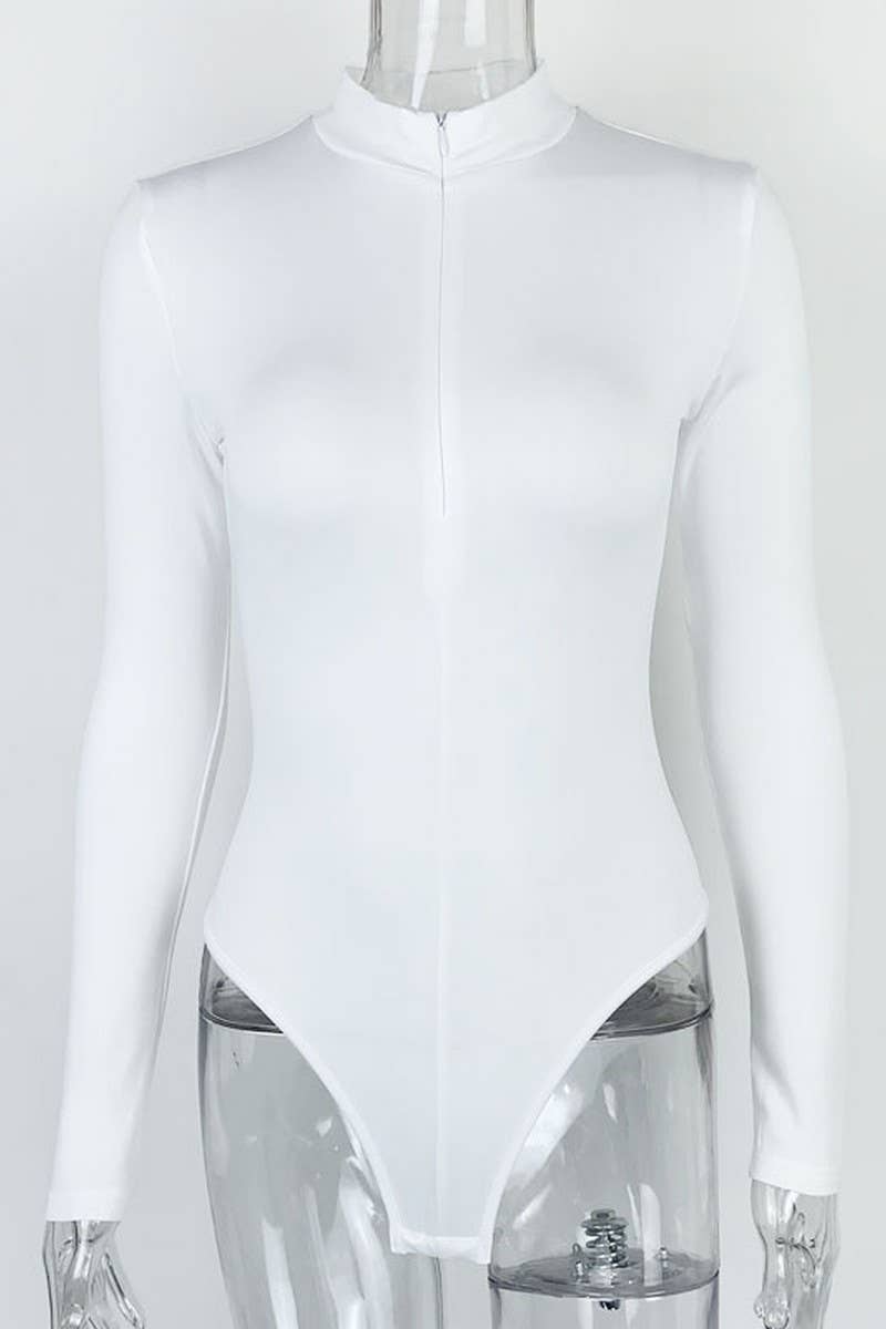 CWSJS0786_LONG SLEEVE FLEECE ZIP-UP BODYSUIT