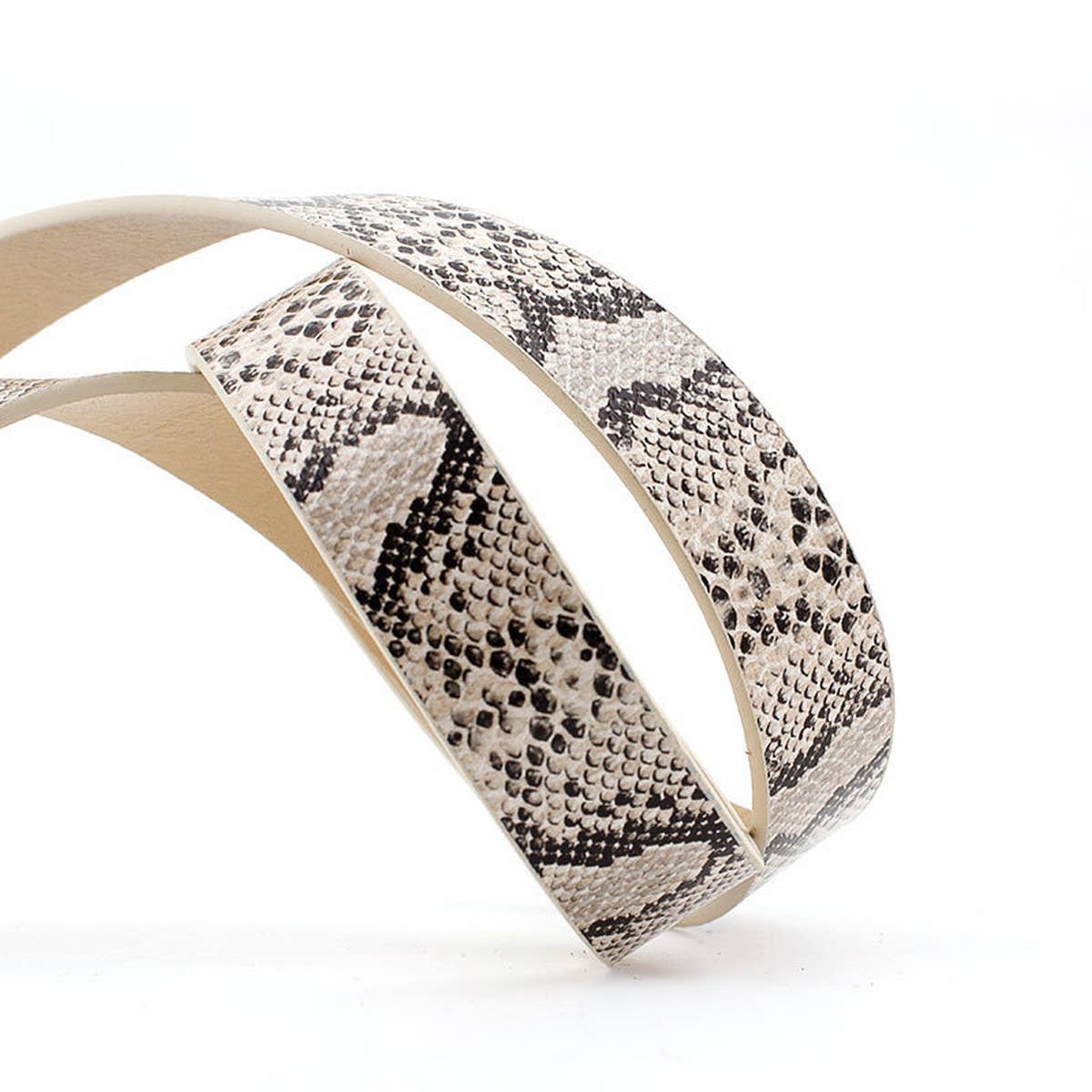CWABE0882_RETRO CASUAL SNAKE PRINT THIN BELT