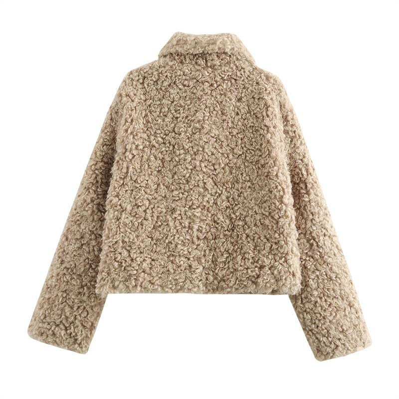 Fleece short, versatile, lapel soft jacket