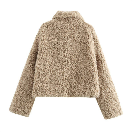 Fleece short, versatile, lapel soft jacket