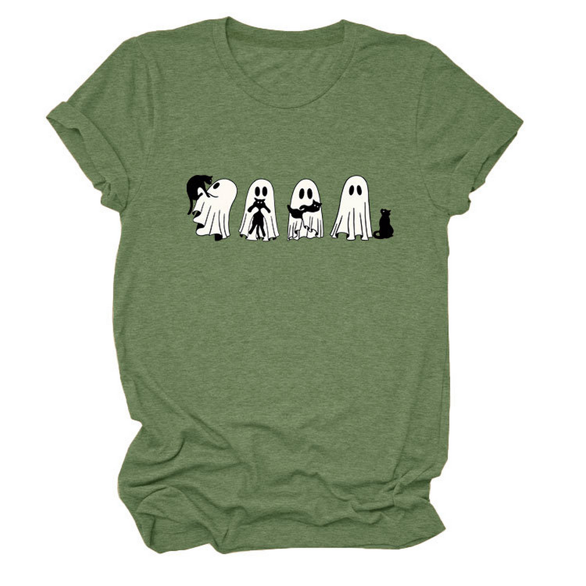 Ghost and Black Cat Tee ? Plus Size Casual Top