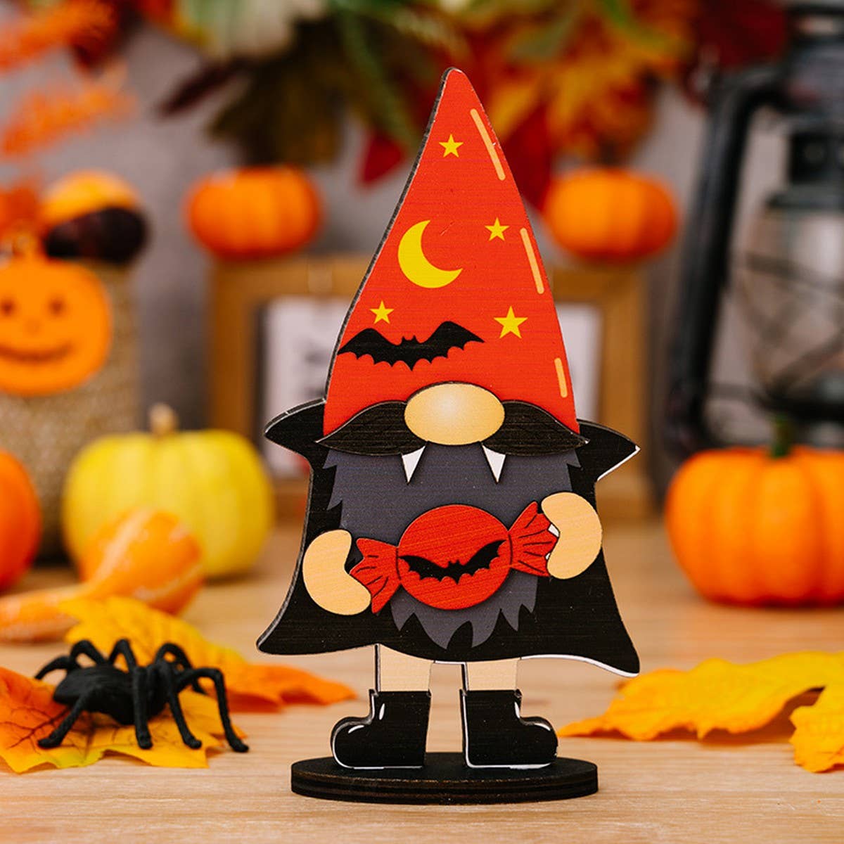 CWMM10256_HALLOWEEN WOODEN GNOME GHOST MINI DECORATION