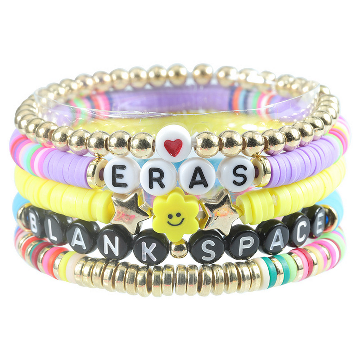 Multilayer Elastic Letter Bead Bracelets Set