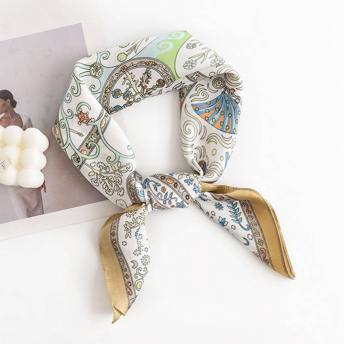 Floral Satin Square Scarf for Women’s Elegance