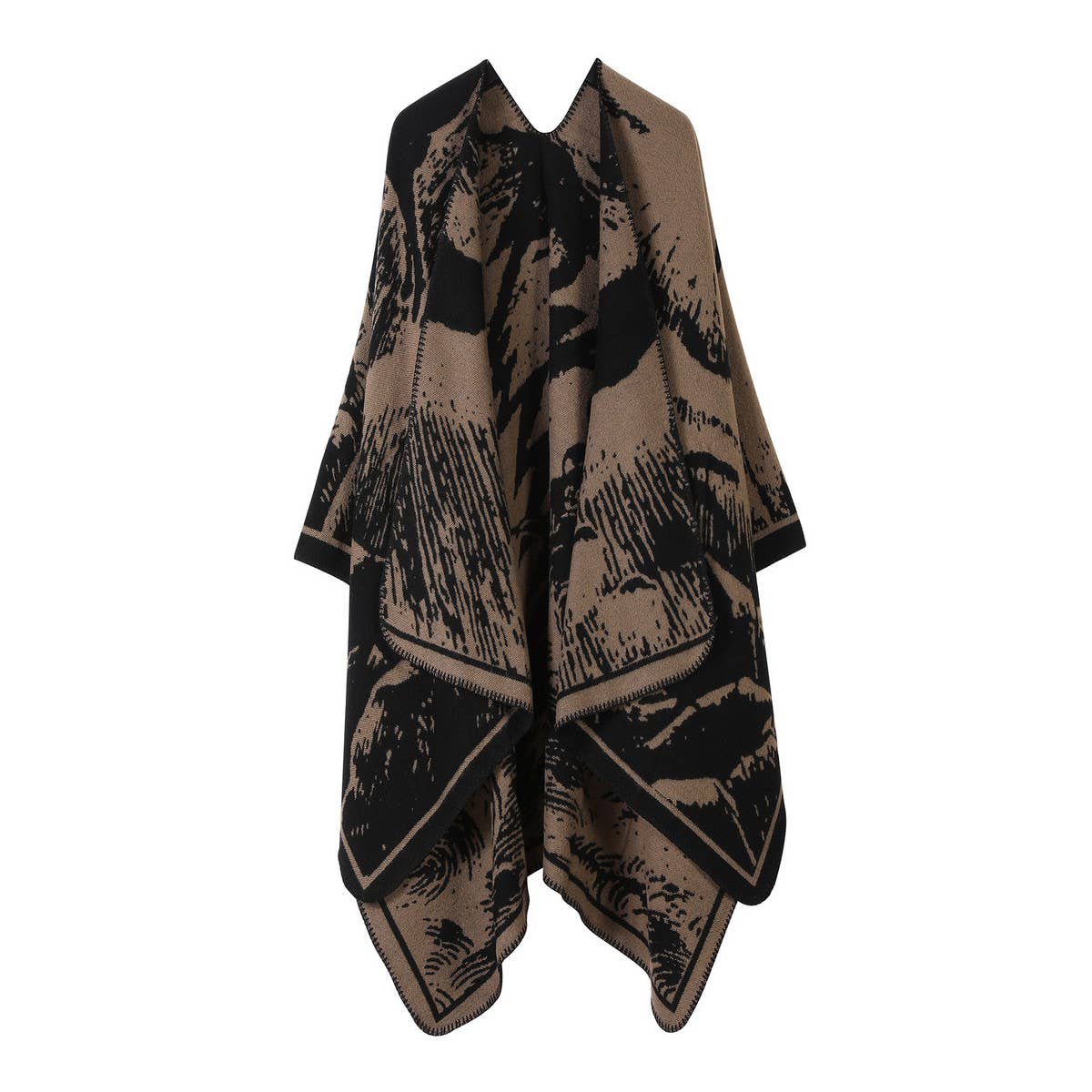 FAUX CASHMERE SHAWL CAPE WARM CLOAK