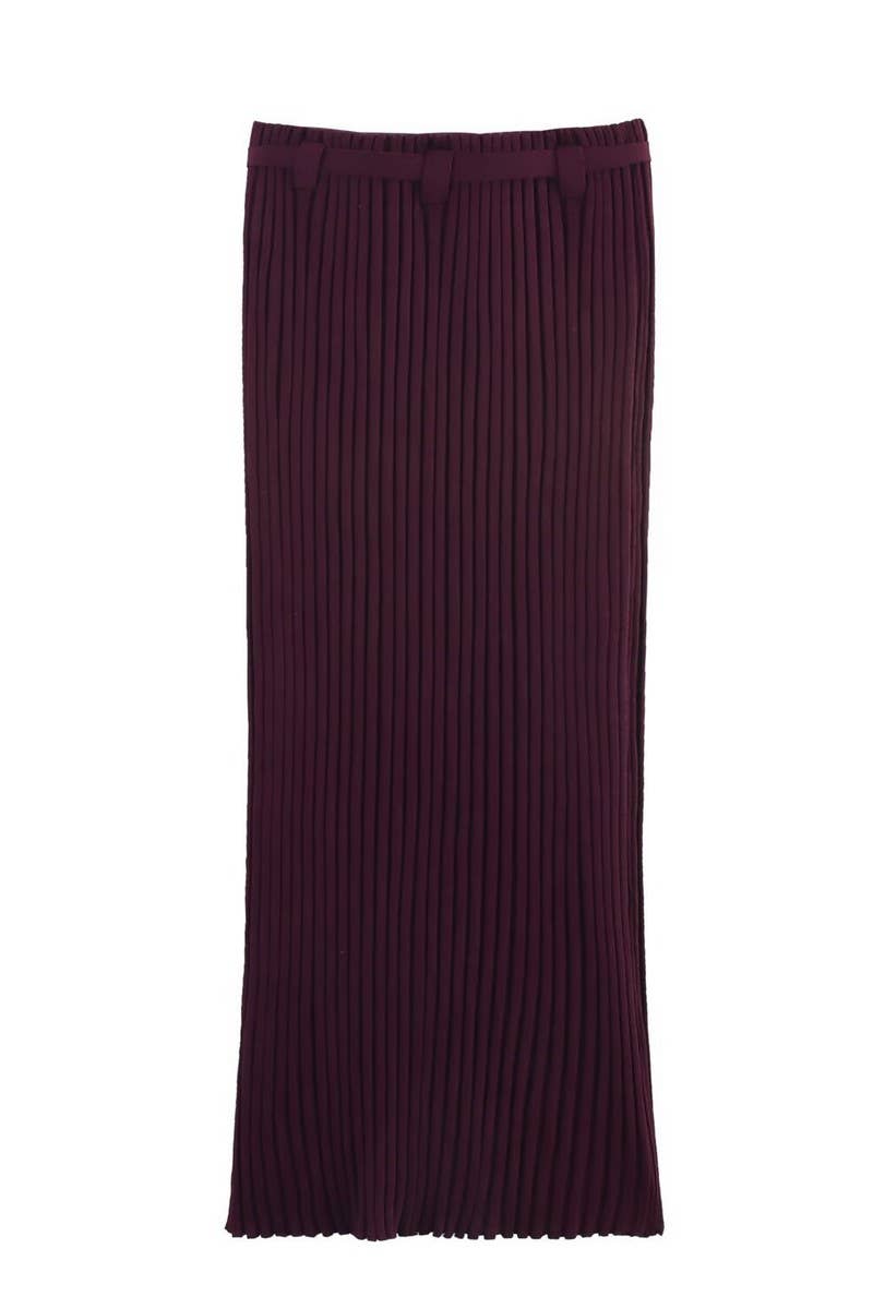 CWSBSSL0148_SUMMER KNITTED HALTER COLLAR TOP + SKIRT SET