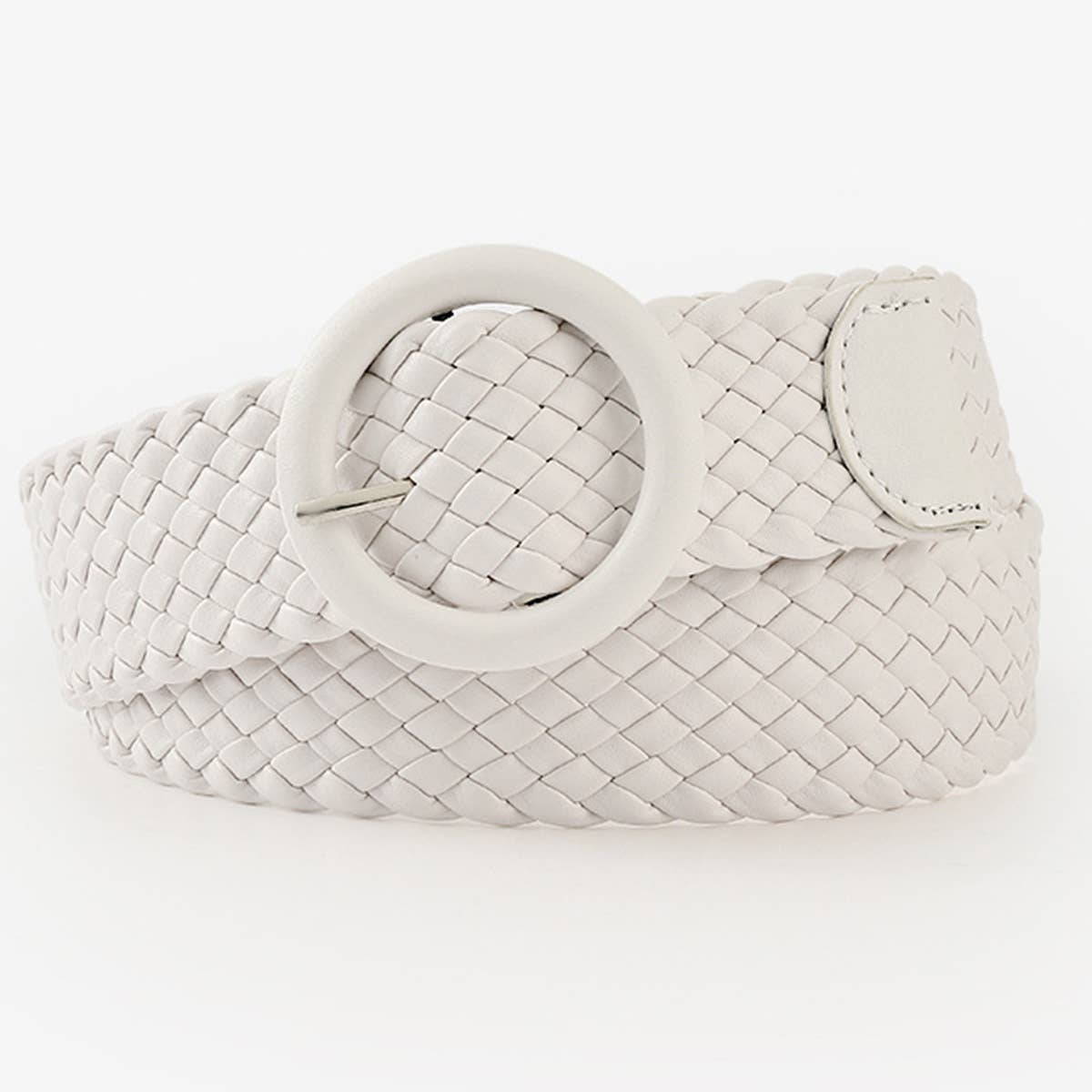 ROUND BUCKLE WOVEN BELT_CWABE0112